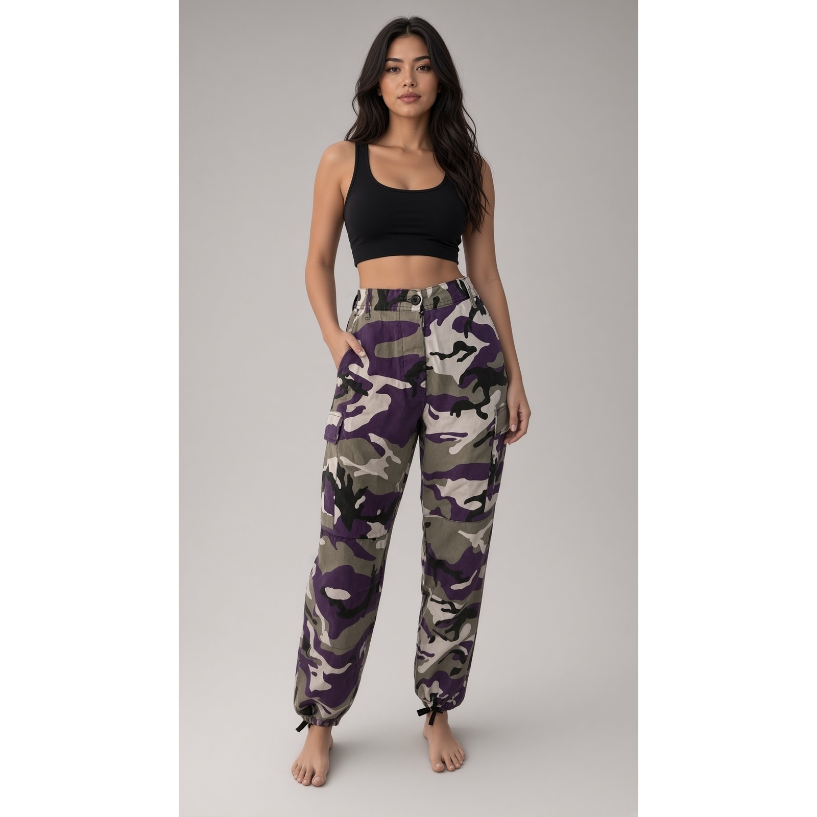 Rothco Cargo Pants Women Small 27 X 30 Purple Camo Parachute Vtg Y2k 90s Baggie
